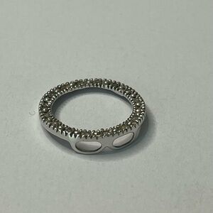 Beautiful Vintage 10k White Gold Diamond Eternity Circle O Pendant AFJC